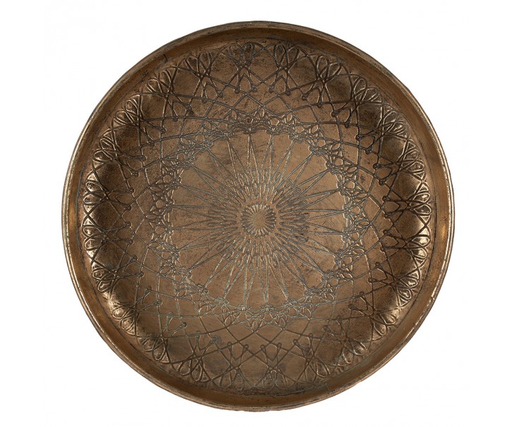 Měděný antik dekorativní kovový podnos - Ø 50*8 cm
