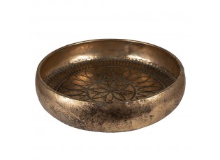 Měděný antik dekorativní kovový podnos - Ø 39*8 cm