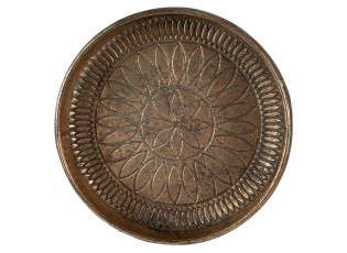 Měděný antik dekorativní kovový podnos - Ø 39*8 cm