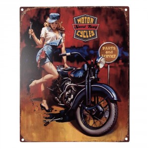 Barevná antik nástěnná kovová cedule Motor Speed King Cycles - 20*1*25 cm