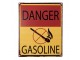 Žlutočervená antik nástěnná kovová cedule Danger Gasoline - 20*1*25 cm