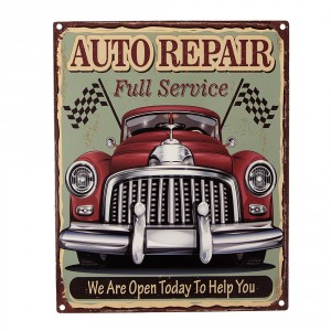 Barevná antik nástěnná kovová cedule Auto Repair - 20*1*25 cm