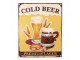 Žlutá antik nástěnná kovová cedule Cold Beer - 20*1*25 cm