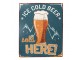 Modrá antik nástěnná kovová cedule Ice Cold Beer, Sold Here - 20*1*25 cm