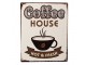 Béžová antik nástěnná kovová cedule Coffee House - 20*1*25 cm