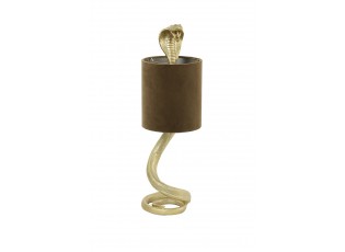 Zlatá antik stolní lampa kobra s karamelovým stínidlem Cobra - 20*19*58cm / E27