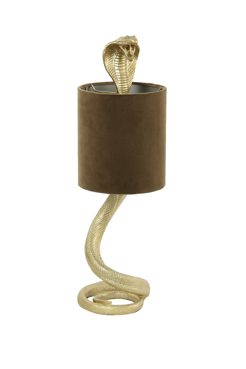 Zlatá antik stolní lampa kobra s karamelovým stínidlem Cobra - 20*19*58cm / E27 Light & Living