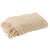 Béžový bavlněný pléd s oky Knittie - 130*187cm Materiál: 100% bavlnaBarva: béžováHmotnost : 1.07kg 