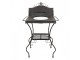 Černý antik kovový stojan s patinou a umyvadlem ve vintage stylu - 72*48*114 cm