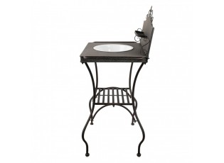 Černý antik kovový stojan s patinou a umyvadlem ve vintage stylu - 72*48*114 cm