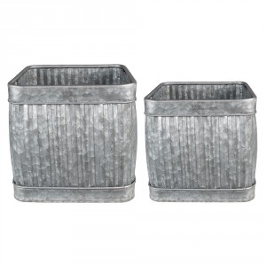 2ks plechové zinkové antik obaly na květináče - 31*31*28 / 25*25*23 cm