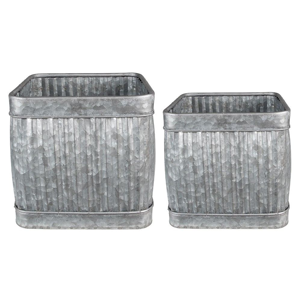 2ks plechové zinkové antik obaly na květináče - 31*31*28 / 25*25*23 cm