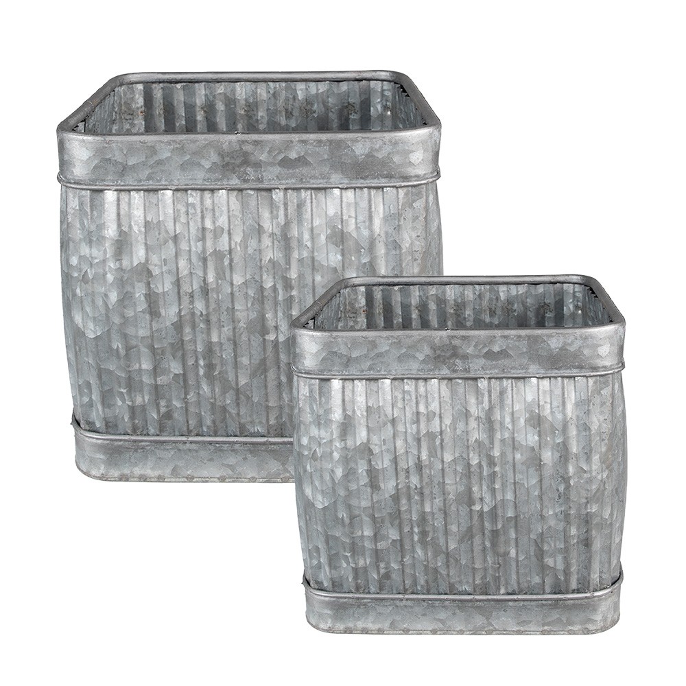 2ks plechové zinkové antik obaly na květináče - 31*31*28 / 25*25*23 cm