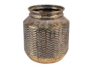 Zlatá antik dekorativní plechová váza - Ø 25*26 cm