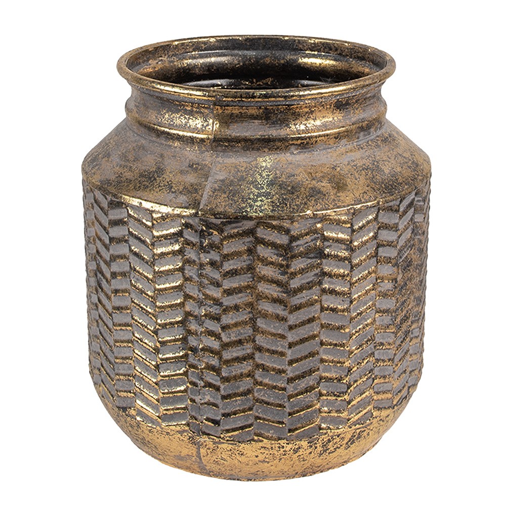 Zlatá antik dekorativní plechová váza - Ø 25*26 cm Clayre & Eef