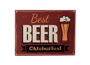Červená antik nástěnná kovová cedule Best Beer Oktoberfest - 33*1*25 cm