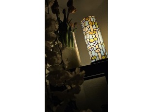 Válcovitá stolní lampa Tiffany s kvítky Vistaria - Ø 15*36 cm E14/max 1*40W