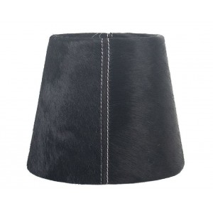 Černé stínidlo lampy z hovězí kůže - Ø18*Ø13*15cm / E27