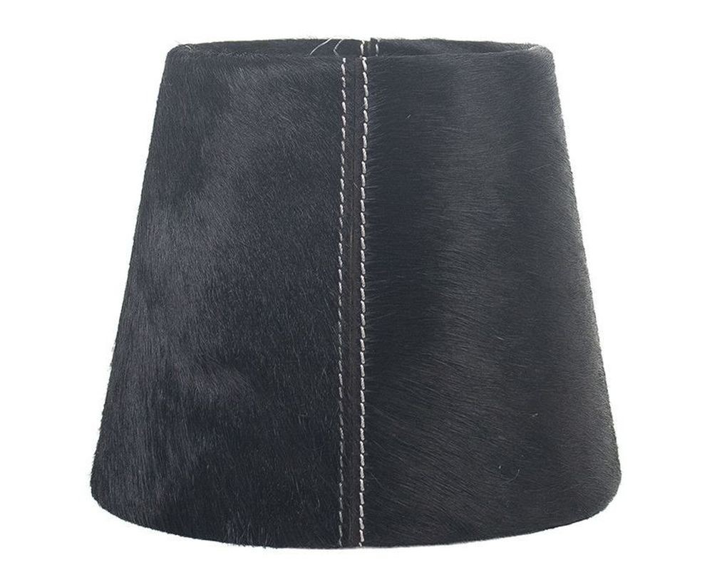 Černé stínidlo lampy z hovězí kůže - Ø18*Ø13*15cm / E27