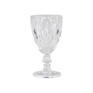 Sklenička na noze ze silnějšího skla s dekorem Diamond cut - Ø9,5*17cm 