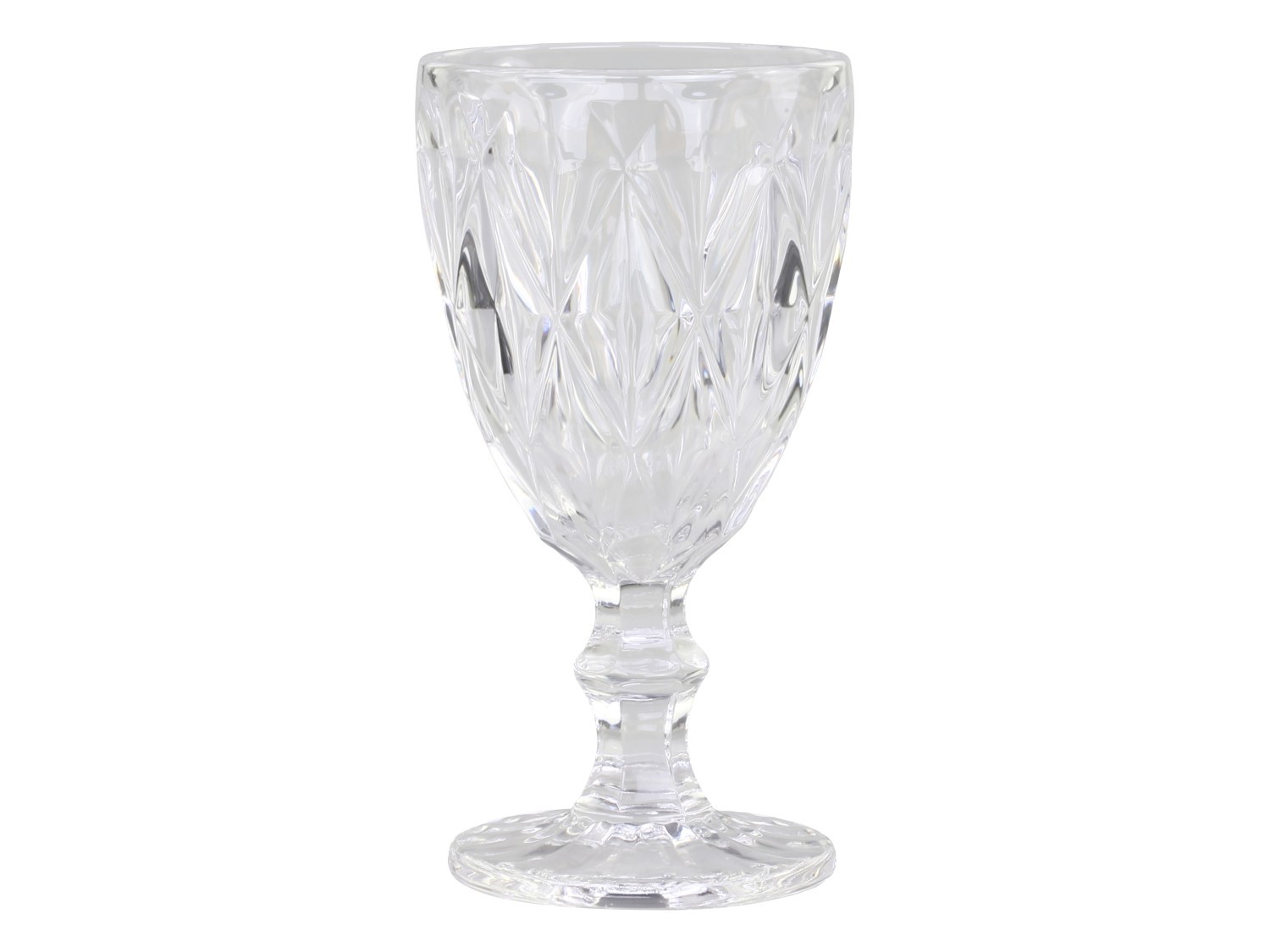 Sklenička na noze ze silnějšího skla s dekorem Diamond cut - Ø9,5*17cm 