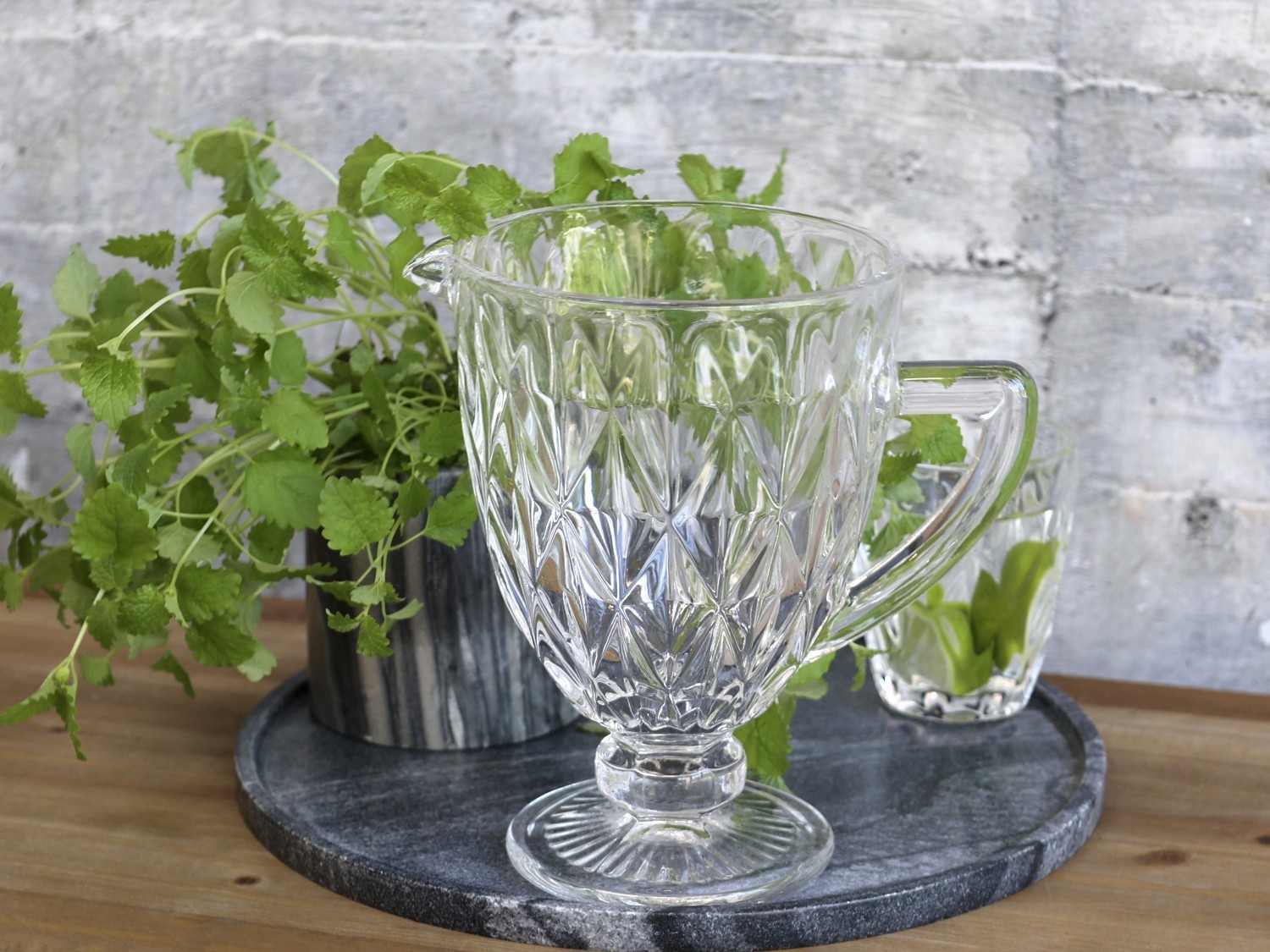 Džbán ze silnějšího skla s dekorem Diamond cut - 15*19,5cm 