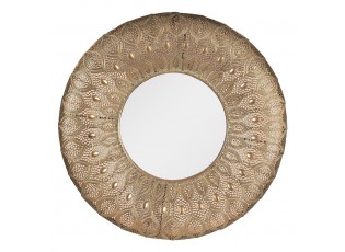 Nástěnné zrcadlo ve zlatém kovovém rámu - Ø 60*6 cm