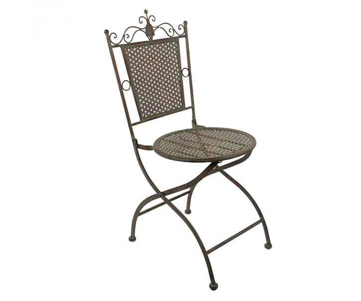 Zeleno-hnědá antik kovová bistro židle Zio - 43*45*96 cm