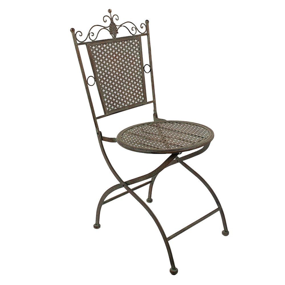 Zeleno-hnědá antik kovová bistro židle Zio - 43*45*96 cm