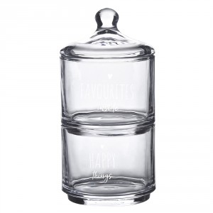 Úložná transparentní nádoba dóza s víčkem a srdíčkem Favourites Happy - Ø 10*21 cm