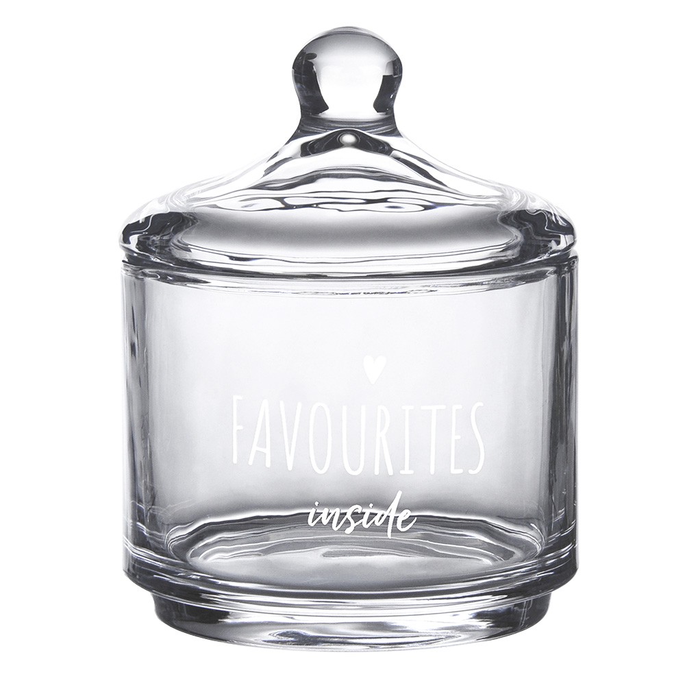Úložná transparentní nádoba dóza s víčkem a srdíčkem Favourites - Ø 10*13 cm Clayre & Eef