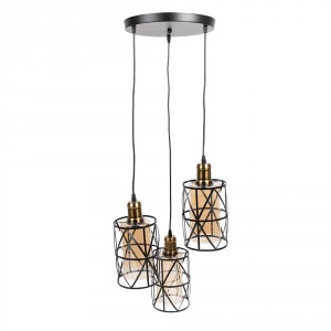Černá závěsná lampa se skleněnými stínidly Maria - Ø 35*110 cm / E27/max 3*40W
