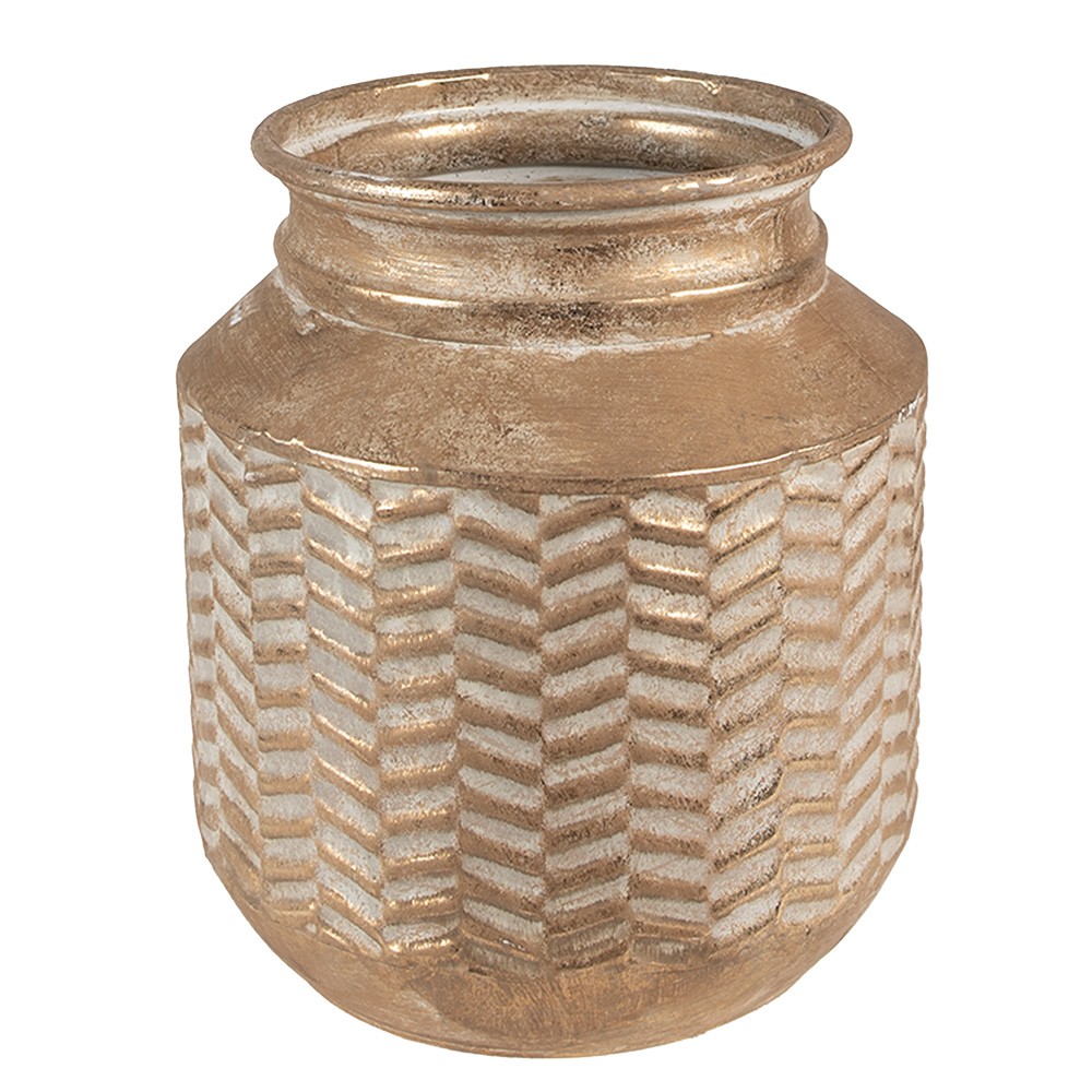 Zlatá antik dekorativní plechová váza - Ø21*23 cm 6Y4966