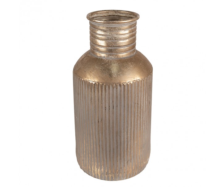 Zlatá antik dekorativní plechová váza - Ø 22*44 cm