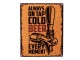 Oranžová nástěnná kovová cedule Cold Beer - 20*1*25 cm