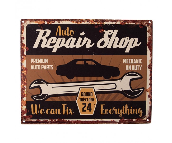 Nástěnná kovová cedule Auto Repair Shop - 25*1*20 cm