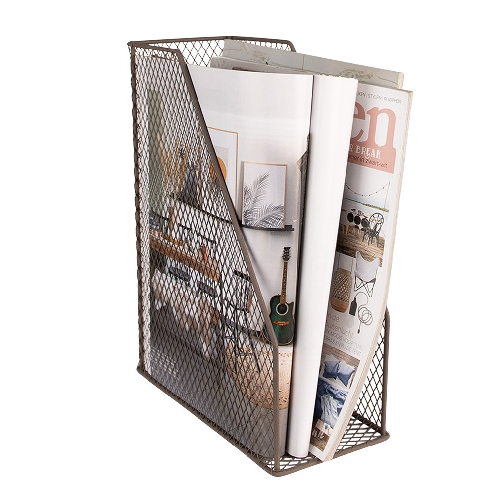 Hnědý drátěný pořadač na časopisy - 23*11*30 cm