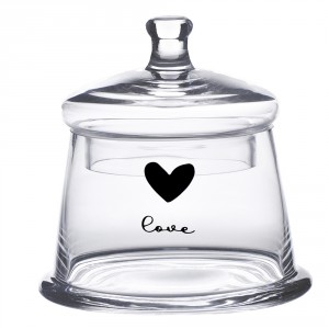Skleněná dóza se srdíčkem Love Birds - Ø12*13 cm