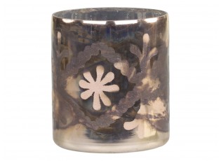 Mocca antik skleněný svícen na čajovou svíčku Grindi - Ø 9*10 cm