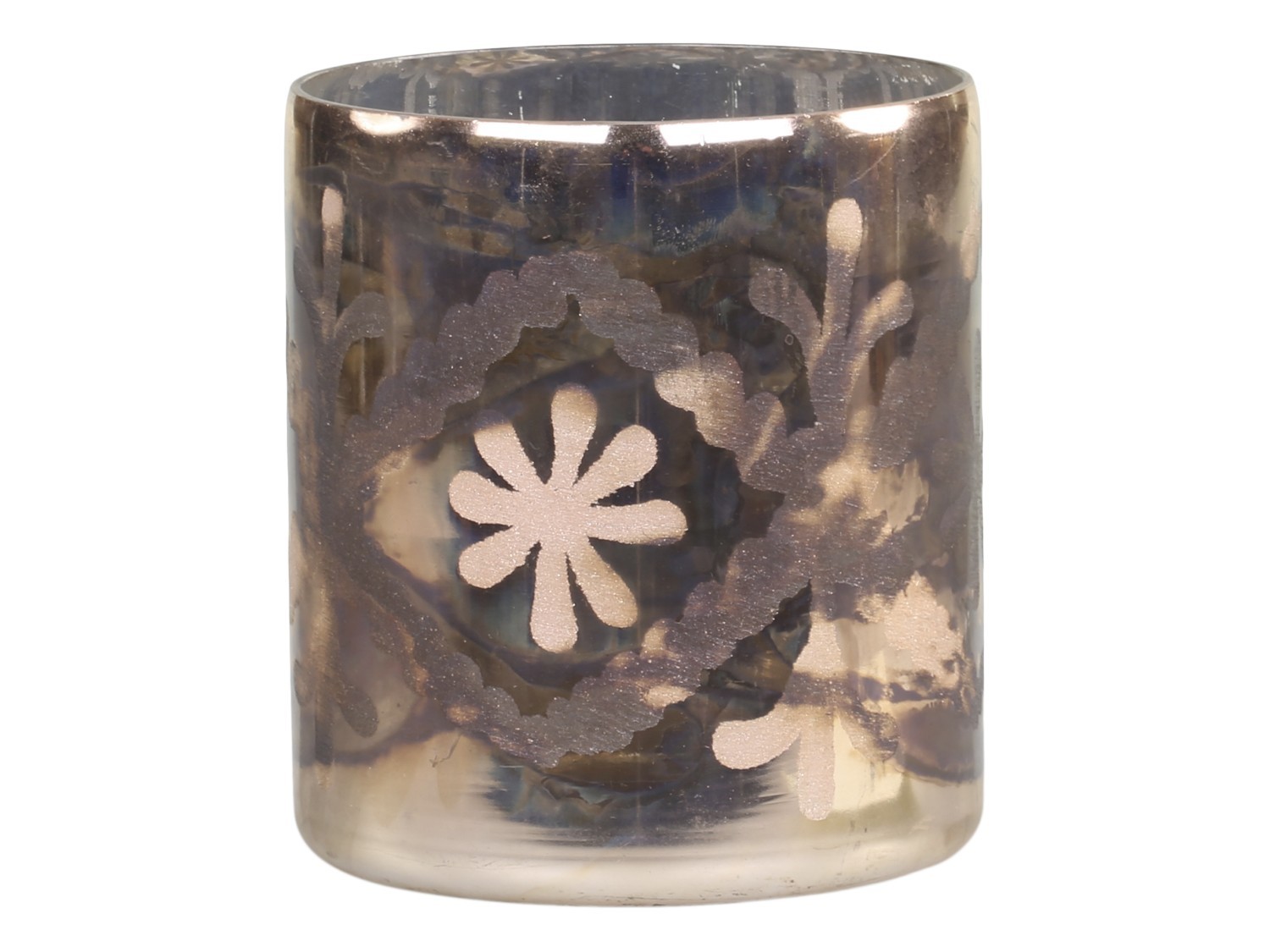Mocca antik skleněný svícen na čajovou svíčku Grindi - Ø 9*10 cm 74012320 (74123-20)