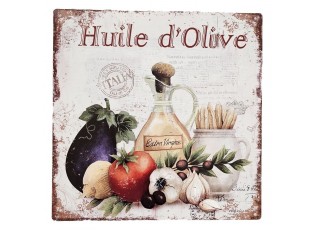 Nástěnná kovová cedule se zavařeninami Huile d´Olive - 30*30 cm