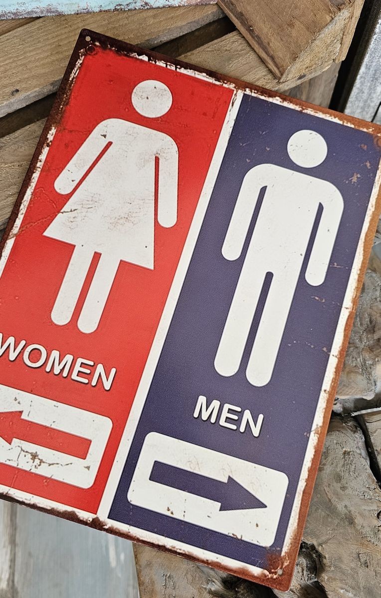 Nástěnná kovová cedule s panáčky Men Women - 25*33 cm