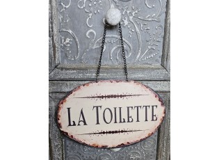 Závěsná kovová cedule s řetízkem La Toilette - 23*15 cm