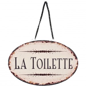 Závěsná kovová cedule s řetízkem La Toilette - 23*15 cm
