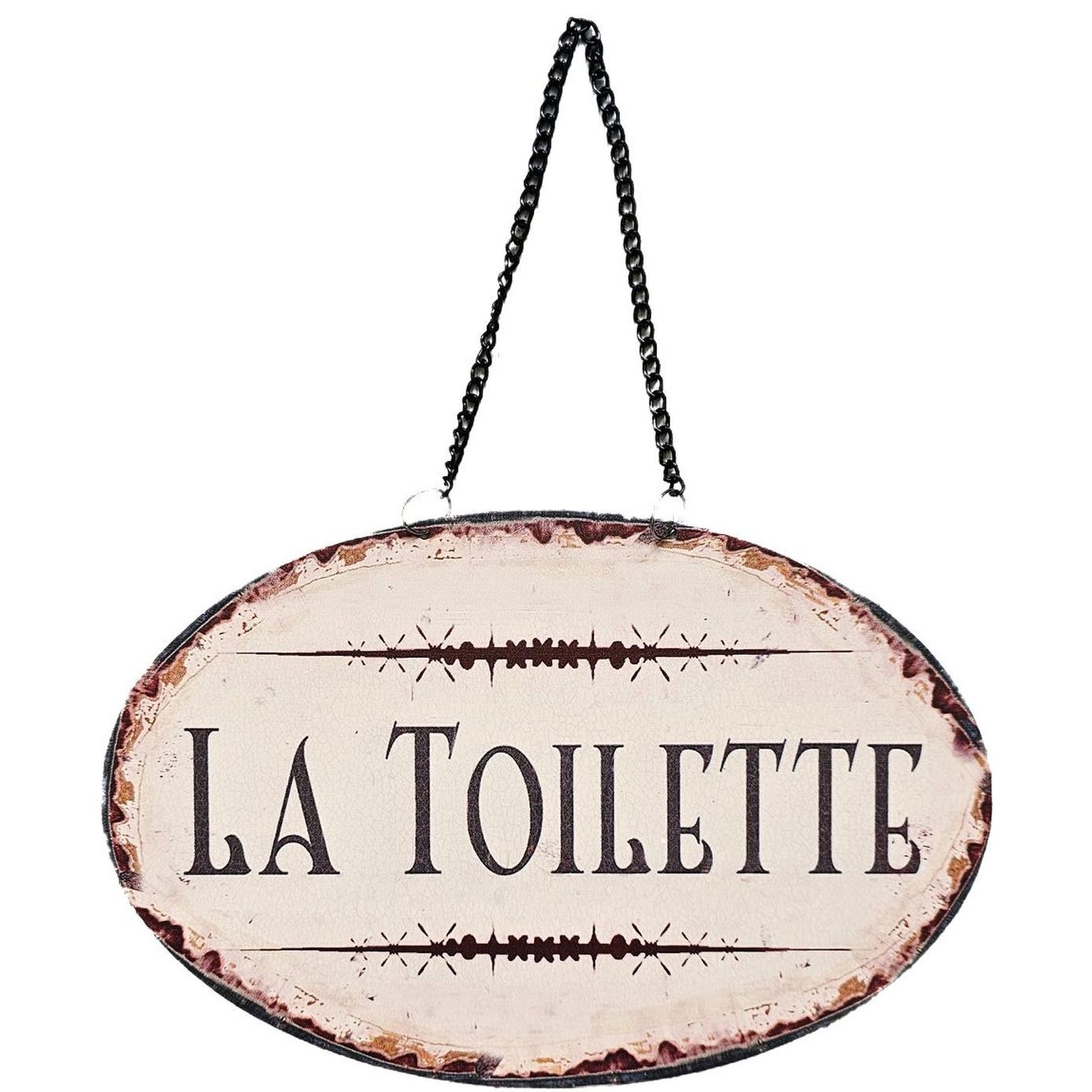 Závěsná kovová cedule s řetízkem La Toilette - 23*15 cm