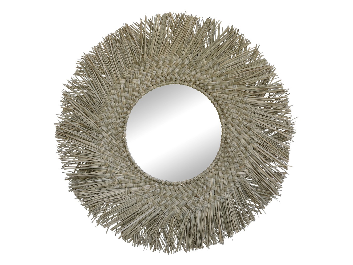 Nástěnné kulaté zrcadlo v rámu z mořské trávy Seagrass - 70 cm 22031600