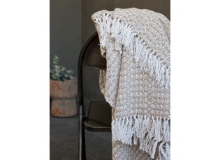 Béžovo-latté pléd se vzorem a třásněmi Yarn - 130*150 cm