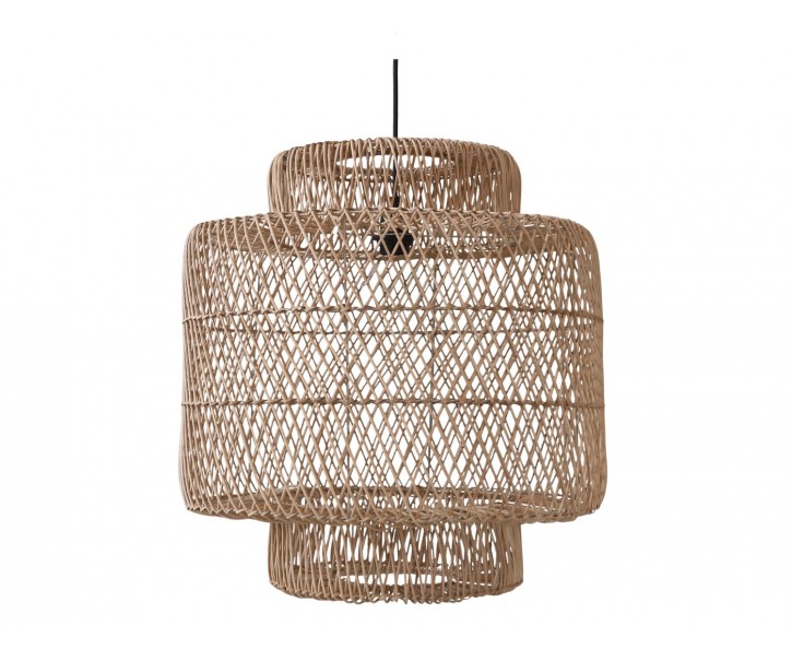 Přírodní antik závěsné světlo s ratanovým stínidlem Lamp rattan - Ø 50*54cm/ E27/ 40W