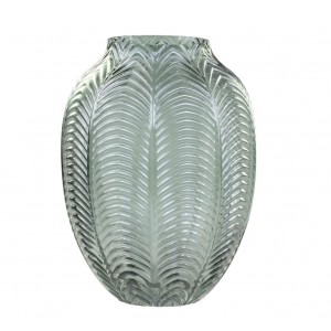 Zelená skleněná dekorační váza Leaf - Ø 14*18cm