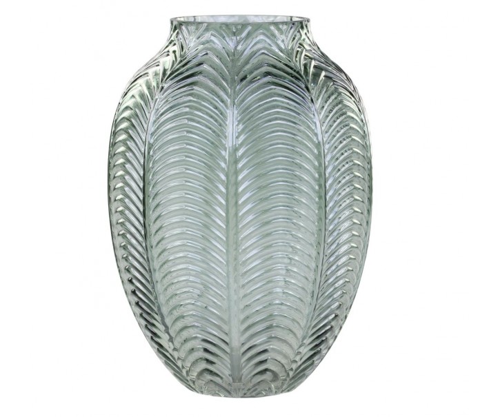Zelená skleněná dekorační váza Leaf - Ø 18*25cm